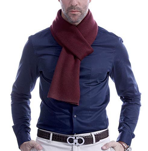 Cashmere Feel Scarves for Men - Men's Scarf Winter Soft Warm - Mens Scarfs Wool Solid Burgandy