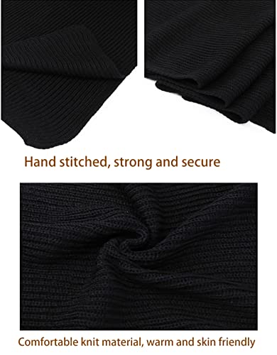 bestree Men's Rough Scarf Shawl，Pure Color Winter Neck Warm Knitted Wool Long Scarf (Black)