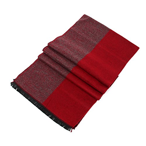 soul young Long Cotton Scarf for Men - Warm Fringe Plaid Scarves With Luxurious Gift Box(Burgendy)