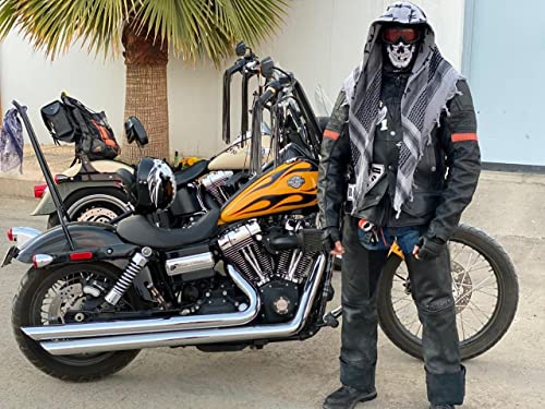 EXPLORE LAND Cotton Military Shemagh Tactical Desert Keffiyeh Scarf Wrap Black and White