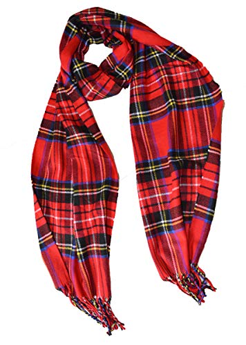 KGM Accessories Super soft Scottish Tartan cashmere plaid scarf - Tartan Scarves for Men Women (Red Stuart)