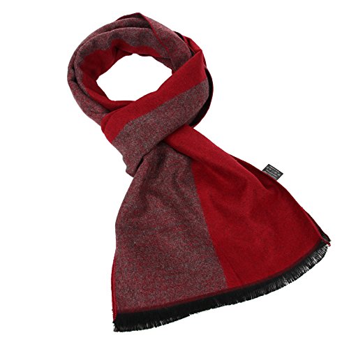 soul young Long Cotton Scarf for Men - Warm Fringe Plaid Scarves With Luxurious Gift Box(Burgendy)