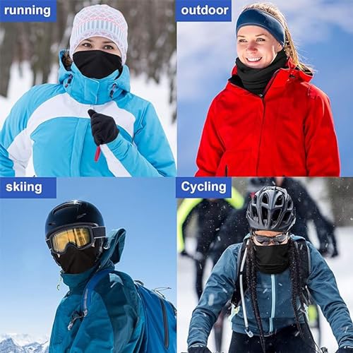 Snoods for Men Women, Neck Warmer Men, Heated Scarf, Mens Snood, Winter Ski Mask, Outdoor Sports Face Covers, Thermal Fleece Snoods for Men, Scarf for Men, Unisex Neck Warmer Windproof (1, Black)