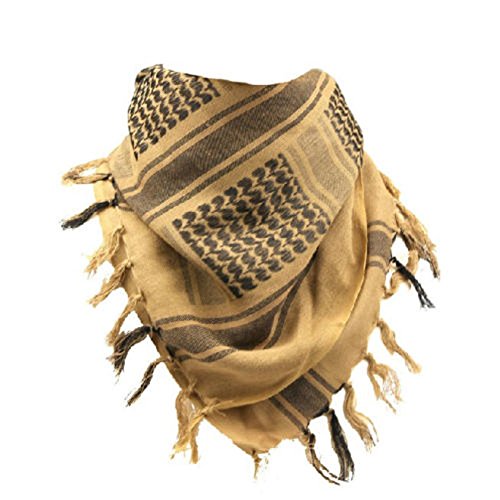 Swift Wear Soft Cotton Shemagh Scarf Arab Sun Hat Combat Desert Keffiyeh SAS Army Tactical Military Desert Head Neck Wrap mask (Sand Black), One Size