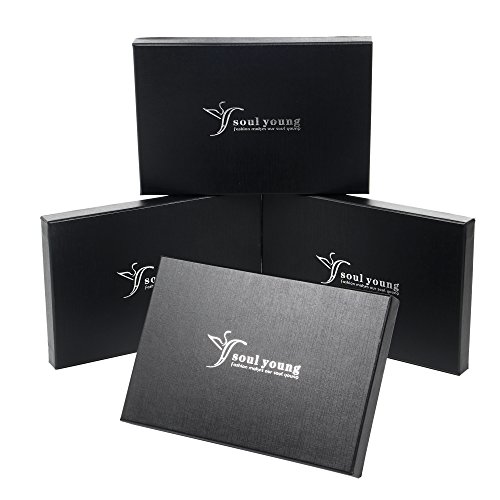 soul young Long Cotton Scarf for Men - Warm Fringe Plaid Scarves With Luxurious Gift Box(Burgendy)