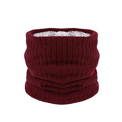 HGDGears Neck Warmer Windproof Thermal Knitted Snood Scarf for Men Women Thick Winter Cold Weather Knitted Circle Scarf for Outdoor Sports(Wine)