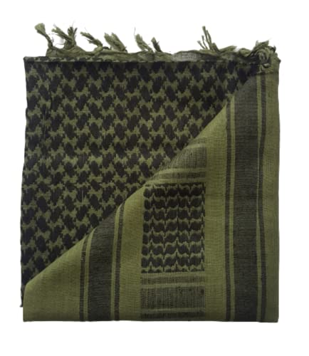 MILSPEC SURPLUS Original Military Premium Quality 100% Woven Cotton Shemagh Headscarf Keffiyeh Sas Sniper Veil Wrap Unisex (Olive/Black)