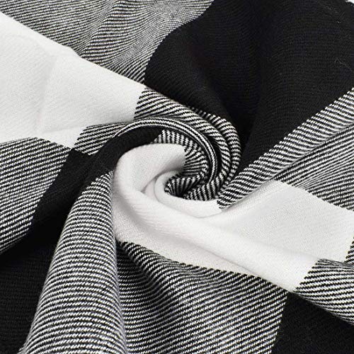 UMIPUBO Men's Scarves Classic Cashmere Wool Touch like Scarf Plaid Tartan Reversible Check Tassel Ends Solid Long Winter Scarf