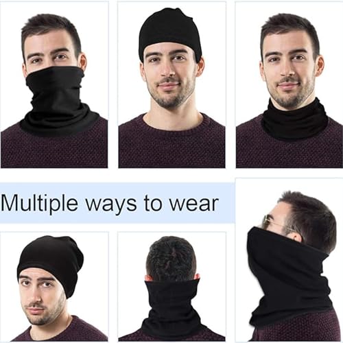 Snoods for Men Women, Neck Warmer Men, Heated Scarf, Mens Snood, Winter Ski Mask, Outdoor Sports Face Covers, Thermal Fleece Snoods for Men, Scarf for Men, Unisex Neck Warmer Windproof (1, Black)