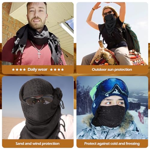 MiaoMa Shemagh Men's Scarf 100 Cotton Military Tactical Desert Keffiyeh Arabic Head Scarf, Stylish and Versatile for Women Bandana 110 x 111 cm