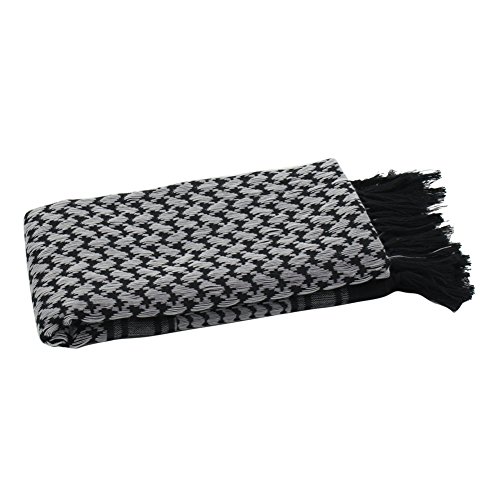 EXPLORE LAND Cotton Military Shemagh Tactical Desert Keffiyeh Scarf Wrap Black and White