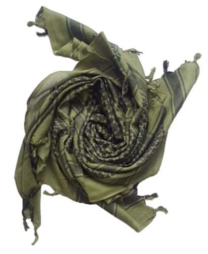 MILSPEC SURPLUS Original Military Premium Quality 100% Woven Cotton Shemagh Headscarf Keffiyeh Sas Sniper Veil Wrap Unisex (Olive/Black)