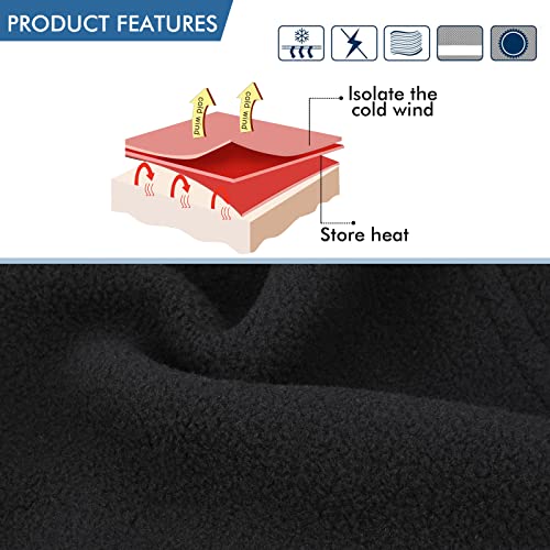 TAGVO Winter Thermal Fleece Balaclavas, Soft & Warm Adjustable Hood Hat Skiing Face Cover Face Mask Neck Warmer Snood Neck Gaiter for Running Skiing Cycling Motorbikes Hiking- Men & Women Black