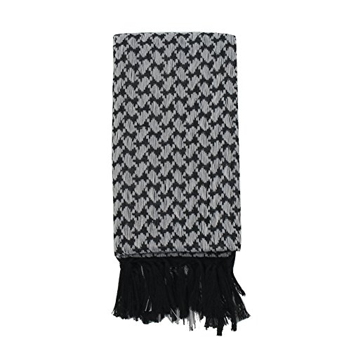 EXPLORE LAND Cotton Military Shemagh Tactical Desert Keffiyeh Scarf Wrap Black and White