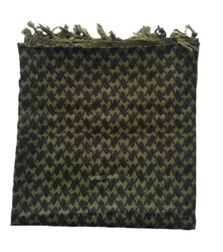 MILSPEC SURPLUS Original Military Premium Quality 100% Woven Cotton Shemagh Headscarf Keffiyeh Sas Sniper Veil Wrap Unisex (Olive/Black)