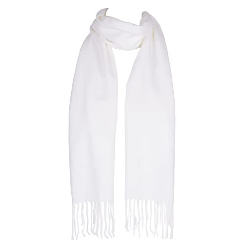 Hat To Socks Super Soft Classic Plain Winter Scarf for Men and Women (White)