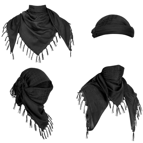 MiaoMa Shemagh Men's Scarf 100 Cotton Military Tactical Desert Keffiyeh Arabic Head Scarf, Stylish and Versatile for Women Bandana 110 x 111 cm