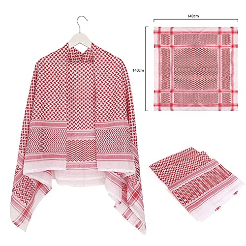 DZOZO Mens Arab Shemagh Scarf Arab Kaffiyeh Shemagh Scarf Head Wrap Muslim Hijab Headscarf Middle East Keffiyeh Headscarf Arabia Scarf Hijab Headband Desert Shawl Arabic Scarf Head Cover Cap