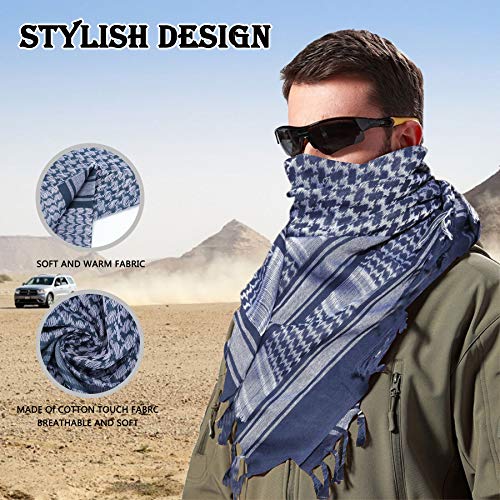 ECOMBOS Shemagh Scarf - Men Arab Head Scarf 100% Cotton Military Tactical Desert Keffiyeh Head Neck Wrap