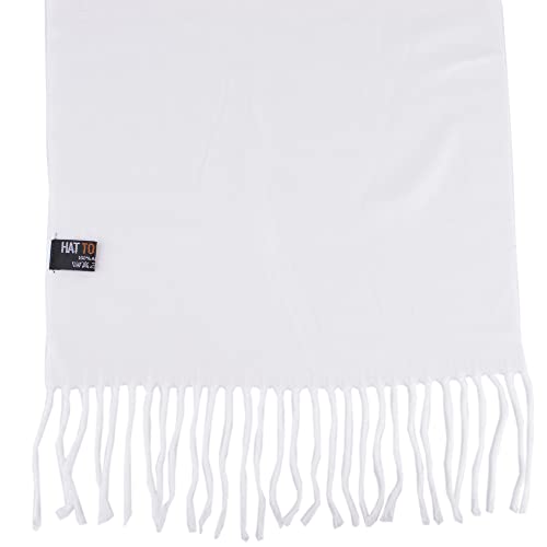 Hat To Socks Super Soft Classic Plain Winter Scarf for Men and Women (White)