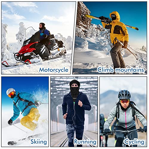 TAGVO Winter Thermal Fleece Balaclavas, Soft & Warm Adjustable Hood Hat Skiing Face Cover Face Mask Neck Warmer Snood Neck Gaiter for Running Skiing Cycling Motorbikes Hiking- Men & Women Black