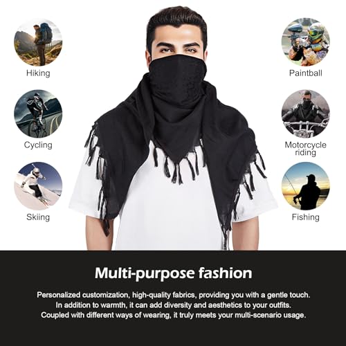 MiaoMa Shemagh Men's Scarf 100 Cotton Military Tactical Desert Keffiyeh Arabic Head Scarf, Stylish and Versatile for Women Bandana 110 x 111 cm