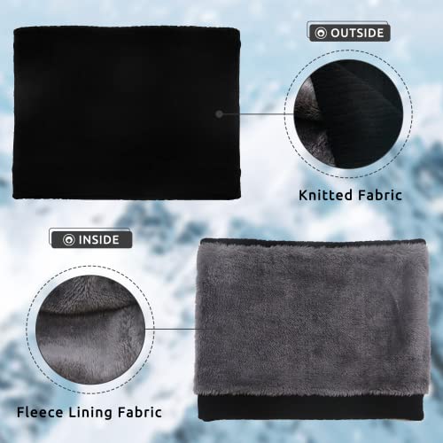 Angozo Winter Neck Warmer Knitted Snood Heated Scarf for Men Women Christmas Fishing Sports Gift (Black)