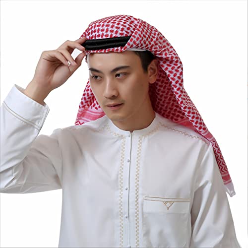 DZOZO Mens Arab Shemagh Scarf Arab Kaffiyeh Shemagh Scarf Head Wrap Muslim Hijab Headscarf Middle East Keffiyeh Headscarf Arabia Scarf Hijab Headband Desert Shawl Arabic Scarf Head Cover Cap