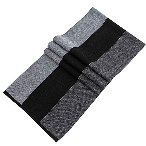 Lallier Men's Merino Wool Scarf, Long Winter Neckwear with Gift Box (Gray Stripe)