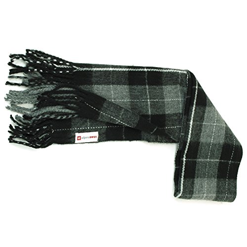 alpine swiss Mens Plaid Scarf Softer Than Cashmere Scarves Winter Shawl Gray Plaid