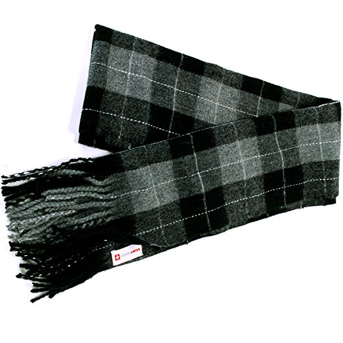alpine swiss Mens Plaid Scarf Softer Than Cashmere Scarves Winter Shawl Gray Plaid