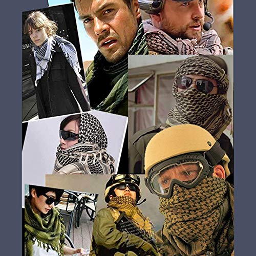 ECOMBOS Shemagh Scarf - Men Arab Head Scarf 100% Cotton Military Tactical Desert Keffiyeh Head Neck Wrap