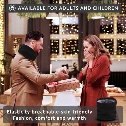 Angozo Winter Neck Warmer Knitted Snood Heated Scarf for Men Women Christmas Fishing Sports Gift (Black)