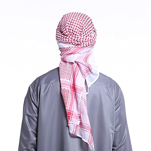 DZOZO Mens Arab Shemagh Scarf Arab Kaffiyeh Shemagh Scarf Head Wrap Muslim Hijab Headscarf Middle East Keffiyeh Headscarf Arabia Scarf Hijab Headband Desert Shawl Arabic Scarf Head Cover Cap