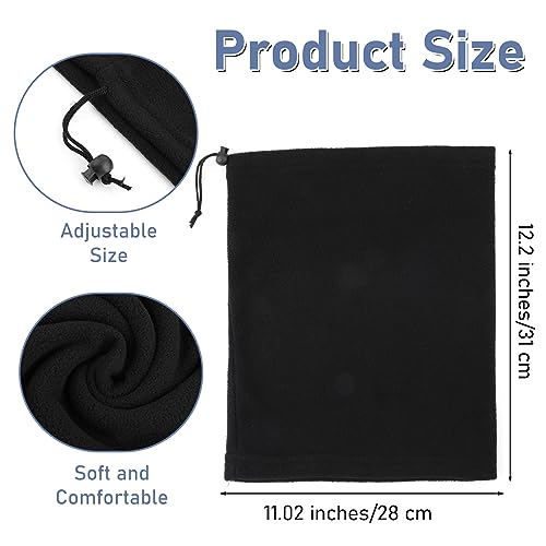 COMNICO Winter Neck Gaiter Face Cover, 2PCS Adjustable Cotton Fleece Breathable Classic Scarf Ski Mask Thermal Sleeve Warmer, Outdoor Hijab Neck Liner Hat for Men Women, Black