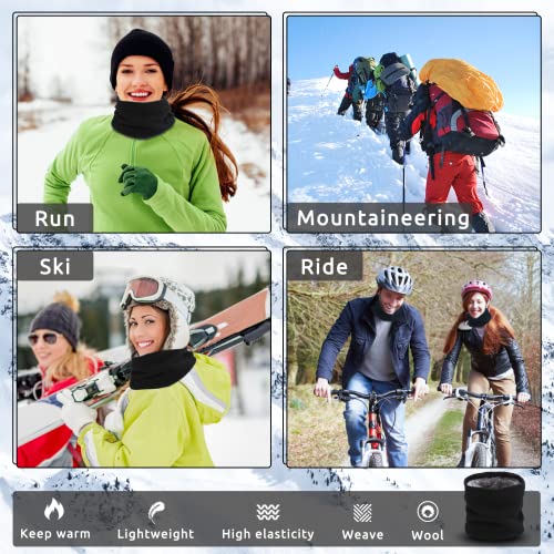 Angozo Winter Neck Warmer Knitted Snood Heated Scarf for Men Women Christmas Fishing Sports Gift (Black)