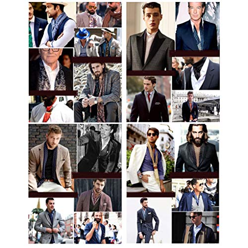 UK_Stone Men's 100% Silk Scarf, Vintage Pattern, One Size