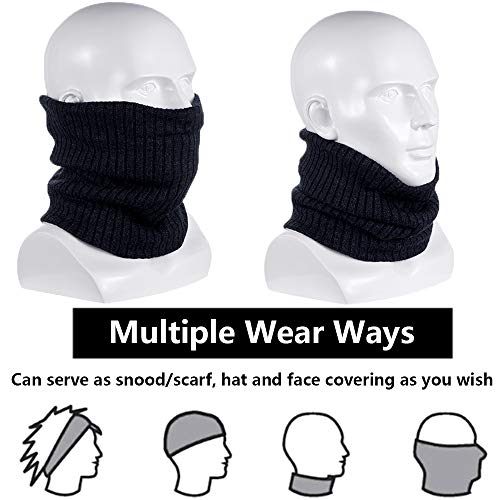 ehsbuy Fleece Neck Warmer Thermal Snoods Unisex Thick Winter Cold Weather Knitted Circle Scarf for Cycling Motocycle Sports