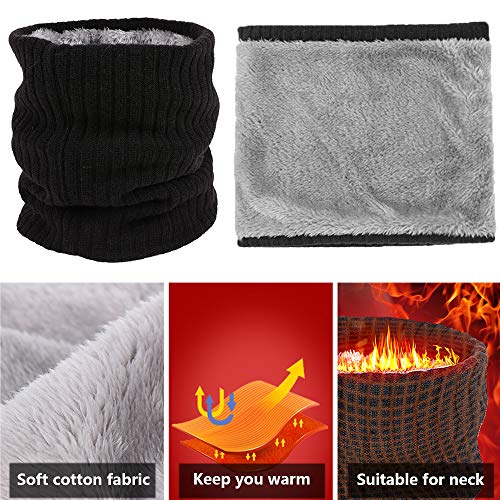 ehsbuy Fleece Neck Warmer Thermal Snoods Unisex Thick Winter Cold Weather Knitted Circle Scarf for Cycling Motocycle Sports