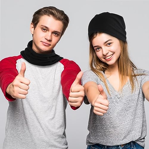 COMNICO Winter Neck Gaiter Face Cover, 2PCS Adjustable Cotton Fleece Breathable Classic Scarf Ski Mask Thermal Sleeve Warmer, Outdoor Hijab Neck Liner Hat for Men Women, Black