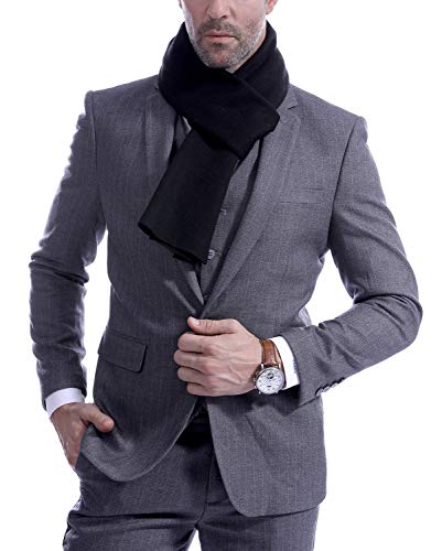 Vextrofort Men's Scarves, Fashion Cashmere Wool Feel Winter Scarves for Men Long Cold Weather - Black