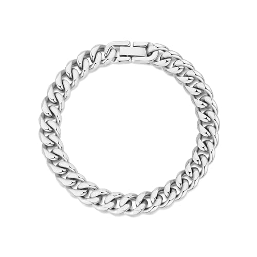Philip Jones Men's 9mm Stainless Steel 8.5 Inch Curb Chain Bracelet