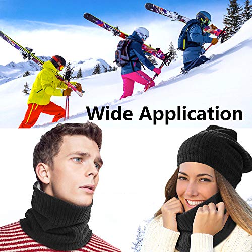 ehsbuy Fleece Neck Warmer Thermal Snoods Unisex Thick Winter Cold Weather Knitted Circle Scarf for Cycling Motocycle Sports