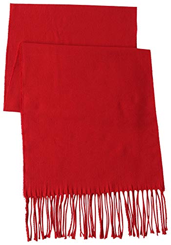 Atano Mens Fine Soft Scarf with Tassel Ends Red