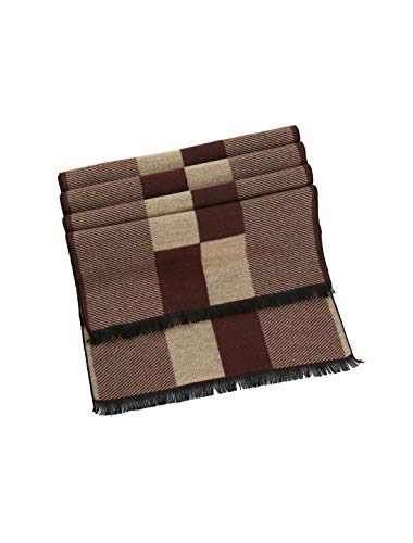 sourcing map Men Plaids Warm Winter Soft Wrap Shawl Long Scarves Dark Beige+Brown