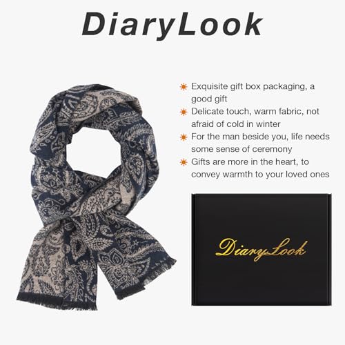 DiaryLook Mens Scarf Plaid Warm Tassel Scarves for Winter Cotton Long Classic Scarves Men Business Gifts
