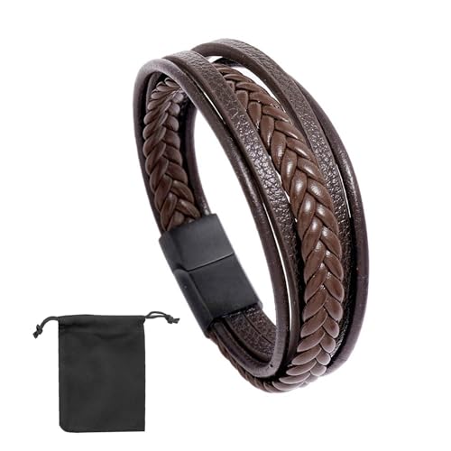 1 Braided Bracelet with 1 Storage Bag, Bracelet, Men's Leather Bracelet, Personalized Bracelet, Magnetic Vintage Bracelet, Friendship Bracelet, Men's Jewelry Bracelet, Suitable for Holiday Gifts.