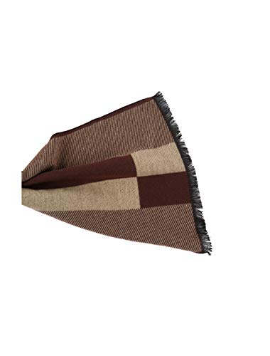 sourcing map Men Plaids Warm Winter Soft Wrap Shawl Long Scarves Dark Beige+Brown