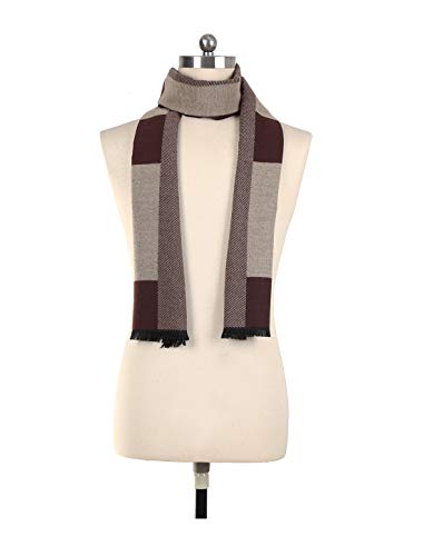 sourcing map Men Plaids Warm Winter Soft Wrap Shawl Long Scarves Dark Beige+Brown