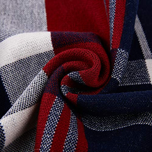 KEECOW Mens Merino Wool Winter Scarf Classic Warm Soft Thick Long （Red